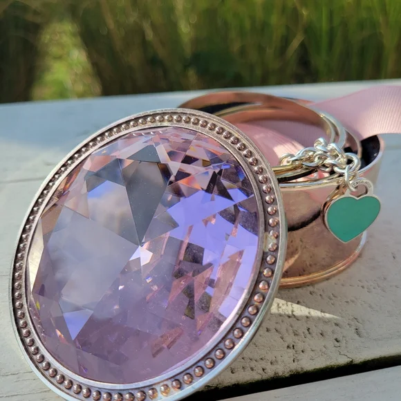 Pink Rhinestone Lidded Silver Safekeeper Jewelry Box Pretty ~ GUC Lori Greiner - Picture 5 of 16